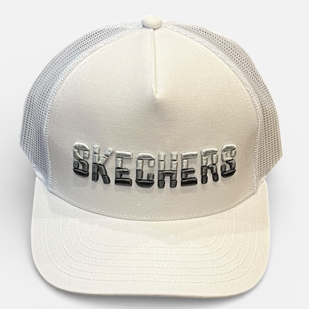 Skechers White Mesh Cap Unisex- One Size Fits Most